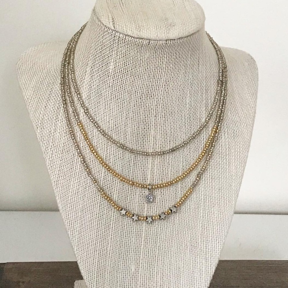 Silver & Gold Beaded Necklace
